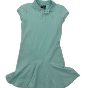 Girls Ralph Lauren Polo Play Dress L12/14 Pool Color Swing Skirt Small Flaw